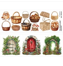 Лист с картинками 10х30 см "Заповедные грибы. Корзинки", ScrapMania