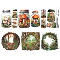 Лист с картинками 10х30 см "Заповедные грибы. Банки", ScrapMania