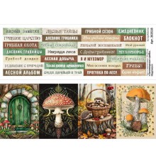 Лист с картинками 10х30 см "Заповедные грибы. Надписи", ScrapMania