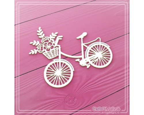 Чипборд "Велосипед с корзинкой с цветами", СкрапМагия