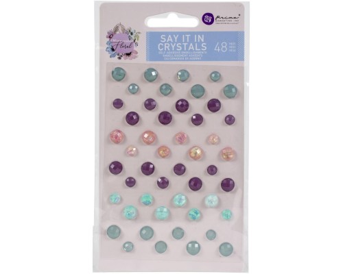 Камушки клеевые "Watercolor Floral Say It In Crystals", Prima Marketing