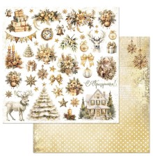 Бумага двусторонняя "Золотой Новый Год. Детали", ScrapMania
