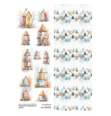 Лист с картинками 10*30 см "Снежинки-мандаринки. Дома", ScrapMania