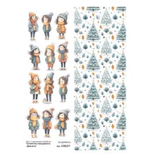 Лист с картинками 10*30 см "Снежинки-мандаринки. Девчата", ScrapMania