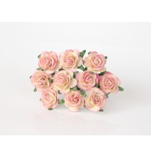 Розы "Желтый+розовый" 2 см, 5 шт.