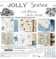 Набор фоновой бумаги "Jolly Season" 20,3*20,3 см., 6 листов, 1/4 набора, Craft O'Clock