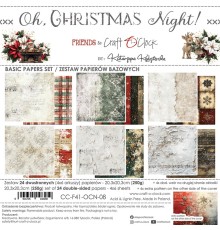 Набор фоновой бумаги "Oh, Christmas Night" 20,3*20,3 см., 6 листов, 1/4 набора, Craft O'Clock