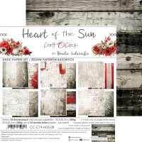 Набор фоновой бумаги "Heart of the Sun" 20,3*20,3 см., 6 листов, 1/4 набора, Craft O'Clock