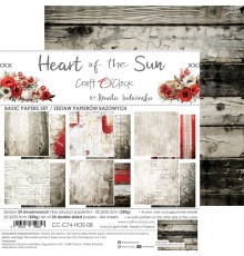 Набор фоновой бумаги "Heart of the Sun" 20,3*20,3 см., 6 листов, 1/4 набора, Craft O'Clock