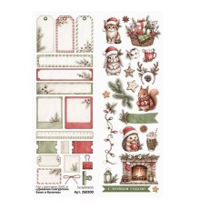 Лист с картинками 10х30 см "Дневник Снегурочки. Ежик и Белочка", ScrapMania