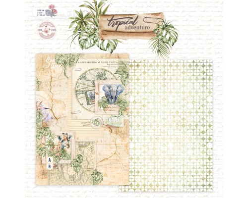 Набор бумаги "Tropical adventure" 21*29,7 см (А4), 6 листов, 1/2 полного набора, Dreamlight Studio