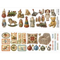 Лист с картинками 10х30 см "СССР. Блеск советской елки. Игрушки", ScrapMania