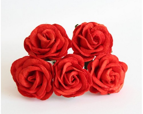 Роза крупная с закругленными лепестками "красная" 4 см. 1 шт