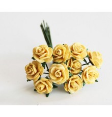 розы бумажные "Жёлтые" 1 см, 10 шт.