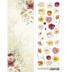 Лист с картинками 10х30 см "В краю белых тигров. Цветы", ScrapMania