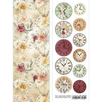 Лист с картинками 10х30 см "В краю белых тигров. Часы", ScrapMania