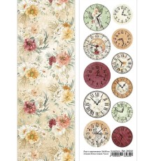 Лист с картинками 10х30 см "В краю белых тигров. Часы", ScrapMania
