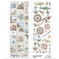 Лист с картинками 10х30 см "Тропический рай. Марки", ScrapMania