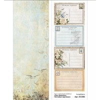 Лист с картинками 10х30 см "Эхо прошлого. Почтовые карточки", ScrapMania