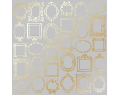 Лист фольгированной бумаги "Golden Frames Gray", Фабрика Декору