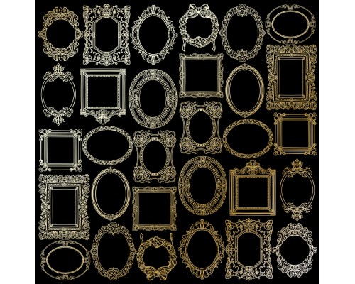 Лист фольгированной бумаги "Golden Frames Black", Фабрика Декору