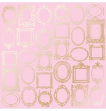 Лист фольгированной бумаги "Golden Frames Pink", Фабрика Декору