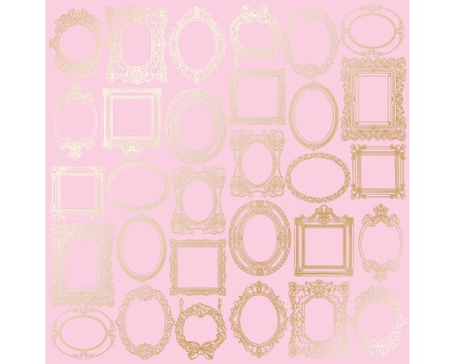 Лист фольгированной бумаги "Golden Frames Pink", Фабрика Декору