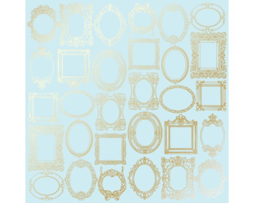 Лист фольгированной бумаги "Golden Frames Blue", Фабрика Декору