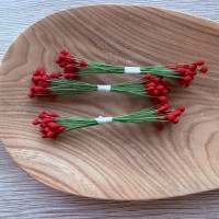 Тычинки крупные "Красные", на проволоке, 1 пучок, 25 шт.