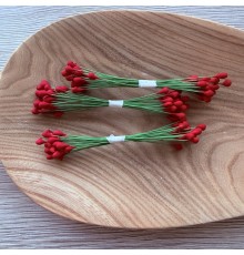 Тычинки крупные "Красные", на проволоке, 1 пучок, 25 шт.