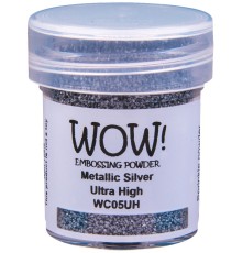 Пудра для эмбоссинга "Metallic Silver", непрозрачная, металлизированная, 15мл., WOW!