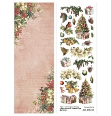 Лист с картинками 10х30 см "Винтажный Новый Год. Детали" (ScrapMania)