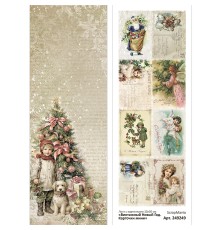Лист с картинками 10х30 см "Винтажный Новый Год. Карточки мини" (ScrapMania)