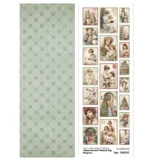 Лист с картинками 10х30 см "Винтажный Новый Год. Марки" (ScrapMania)