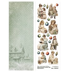 Лист с картинками 10х30 см "Винтажный Новый Год. Персонажи" (ScrapMania)