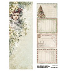 Лист с картинками 10х30 см "Винтажный Новый Год. Почтовые карточки" (ScrapMania)