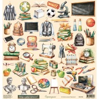 Лист для вырезания, коллекция "Первый звонок", 30,5*30,5см., Scrapodelie