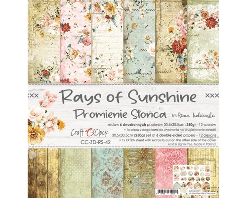 Набор бумаги "Rays Of Sunshine" 30,5 х 30,5 см., 6 листов, Craft O'Clock