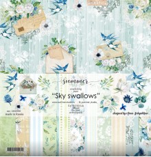 Набор бумаги "Sky swallows" 11 листов 30*30см., Summer Studio