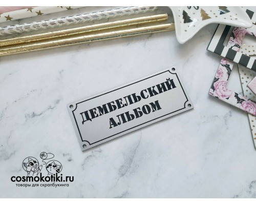 Шильдик-табличка "Дембельский альбом", матовое серебро, Космокотики