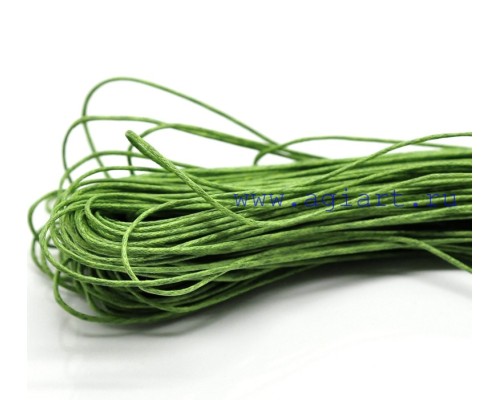 Шнур зеленый вощеный 3 метра, 1 мм