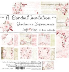 Набор бумаги "A Cordial Invitation" 20,3 х 20,3 см., 6 листов, 1/4 набора, Craft O'Clock