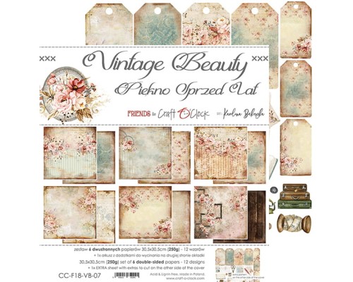 Набор бумаги "Vintage Beauty" 30,5 х 30,5 см., 6 листов, Craft O'Clock