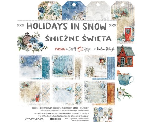 Набор бумаги "Holidays in Snow" 30,5 х 30,5 см., 6 листов, Craft O'Clock