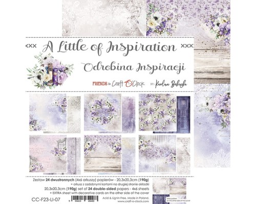 Набор бумаги "A Little of Inspiration" 20,3 х 20,3 см., 6 листов, 1/4 набора, Craft O'Clock