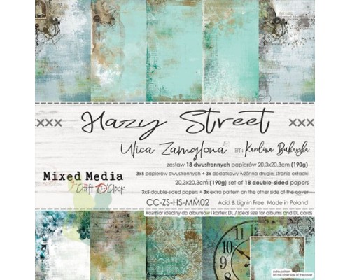 Набор бумаги "Hazy Street" 20,3 х 20,3 см., 5 листов, 1/3 набора, Craft O'Clock