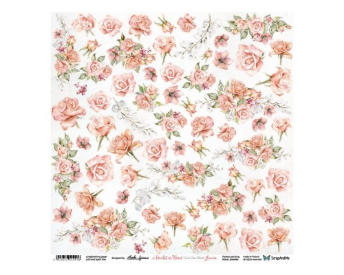 Лист для вырезания Flowers коллекция "Amidst the Roses" 30,5 х 30,5 см, ScrapAndMe