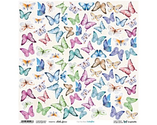 Лист для вырезания "Butterflies" 30,5х30,5 см, ScrapAndMe