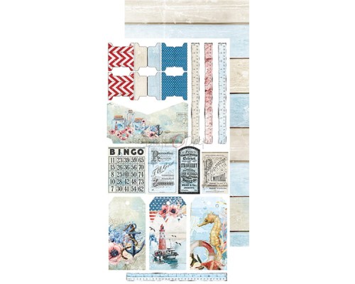 Набор бумаги "Seaside Greetings" 15,5*30,5 см, 1/2 набора, 6 листов, Craft O'Clock