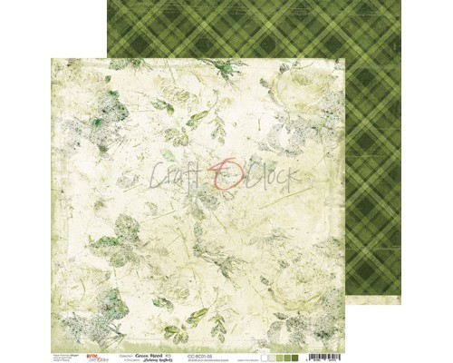 Набор бумаги "Green Mood" 20,3 х 20,3 см., 5 листов, 1/3 набора, Craft O'Clock